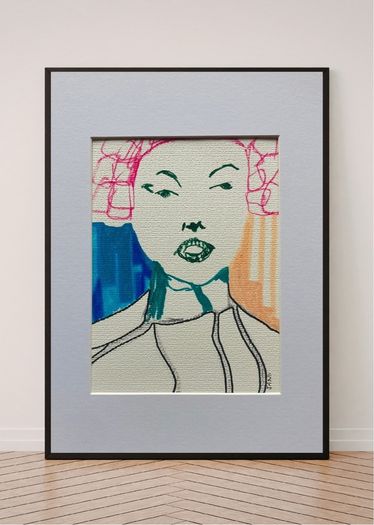 Original Art Figurative Girl Line Drawing Pop Art