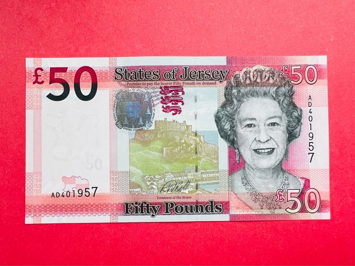 Jersey  50 Pounds  2010  Pick  36a. SCARCE .  ( Uncirculated )