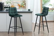 Bar stool set of 2, modern design, soft seat, steel frame