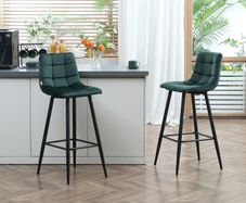 Bar stool set of 2, modern design, soft seat, steel frame