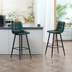 Bar stool set of 2, modern design, soft seat, steel frame