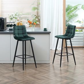 Bar stool set of 2, modern design, soft seat, steel frame