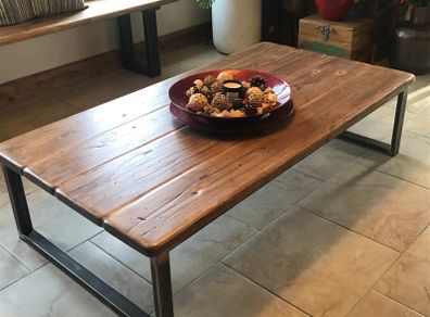 Large Handcrafted Coffee Table from Reclaimed Timber & Steel