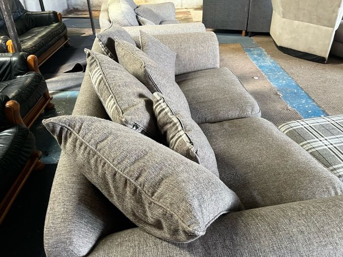 Grey 3+2 sofa set with footrest