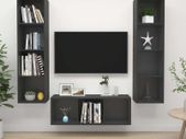 3 Piece TV Cabinet Set Grey Chipboard