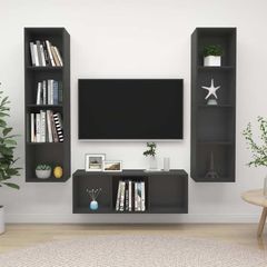 3 Piece TV Cabinet Set Grey Chipboard