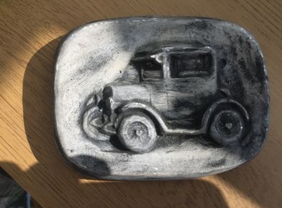 Vintage hanging Plaster Relief Car