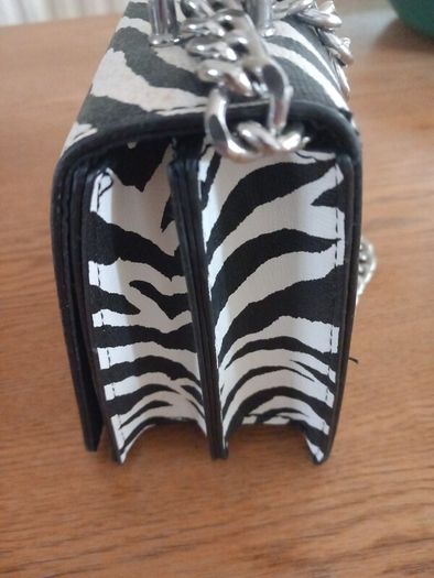Zebra Print Shoulder Bag with Adjustable Chain Strap