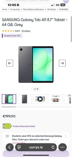 Brand New Samsung Tab A11 8.7 Inch 64gb