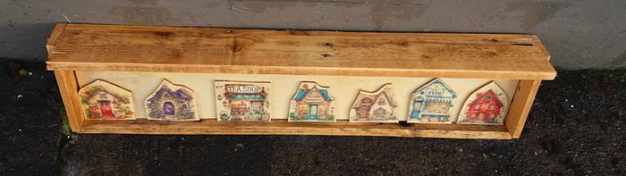Rustic Whimsical Town Floating Shelf
