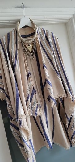 SASS & BIDE 100% Line Seqinned Striped Drape with Pockets - Rrp 220 AUD