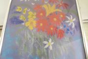 Lovely framed coloured chalk still life flower vase