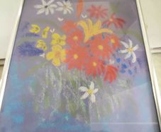 Lovely framed coloured chalk still life flower vase