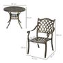 5-Piece Outdoor Furniture Dining Set, Cast Aluminum Conversation Set with 4 Chairs and Round Table with Umbrella Hole for Patio Garden Deck, Bronze Tone Image 3