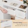 White Dressing Table with LED Mirror 3-Color Lights & Side Cabinet, 2-in-1 Makeup Vanity Desk and Nightstand with 4 Drawers & 6 Storage Shelves, Girls Vanity Table Bedroom Dresser, Large 90cm Image 3