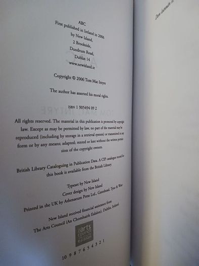 Tom Mac Intyre/A B C ,new poems,2006,signed
