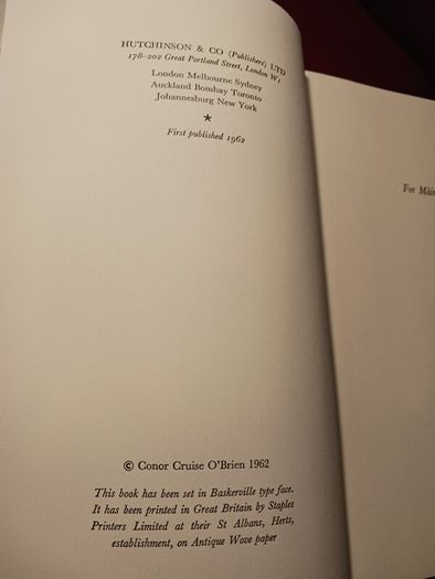 Conor Cruise O Brien / To Katanga And Back/ 1st edition/ 1962