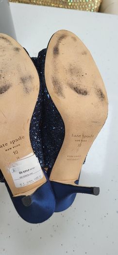 Kate Spade navy glitter bow peep toe sling back heels Sz 42 (Fit 8-8.5UK) - Bnwt - Rrp 360