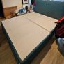 Teal fabric divan bed base with headboard Image 2