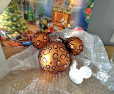 Large Disney Mickey Mouse Lion King Pattern Glass Christmas Festive Bauble