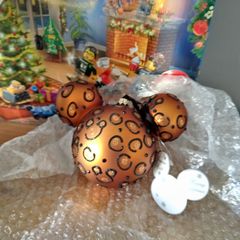 Large Disney Mickey Mouse Lion King Pattern Glass Christmas Festive Bauble