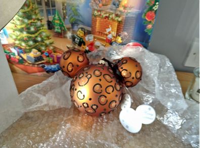 Large Disney Mickey Mouse Lion King Pattern Glass Christmas Festive Bauble