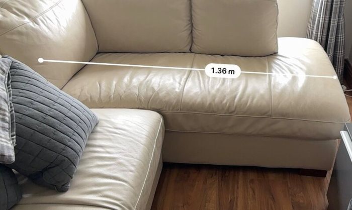 Cream leather left hand corner Sofa