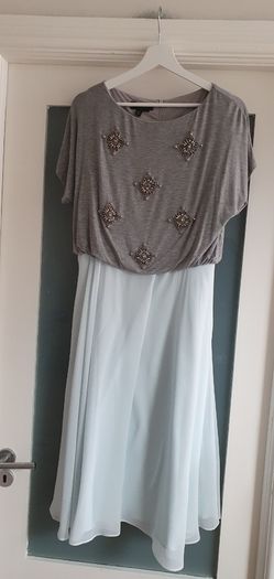 TED BAKER jewelled jersey top with aqua silk skirt Sz 3 (Fit 12-14UK) - Rrp 225 (New)