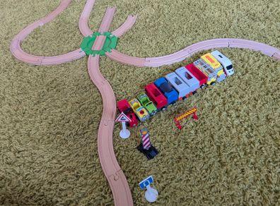 Wooden train tracks, big set