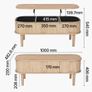 1000 mm Lift Top Coffee Table, Fluted Oval Coffee Table with 3 Hidden Compartment, Mid Century Wooden Oval Center Desk with Storage, Lift Up Tabletop for Home & Office, Easy Assembly, Burlywood Image 7
