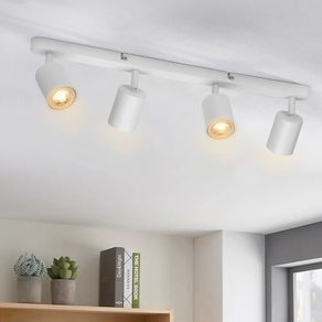 4 Way Ceiling Spotlight Bar White, Modern Ceiling Light Fitting Adjustable with GU10 Socket Spot Lights Ceiling Indoor Spot Lamp Rotatable for Kitchen Bedroom Hallway, GU10 Bulb Not Included