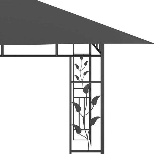 Gazebo with Mosquito Net and String Lights 4x3x2.73 m Anthracite 180 g/sq.m