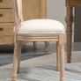 Set of 2 French Style Upholstered Dining Chairs, Cream Linen-Touch Fabric with Backrest, Natural Wood Frame Image 4