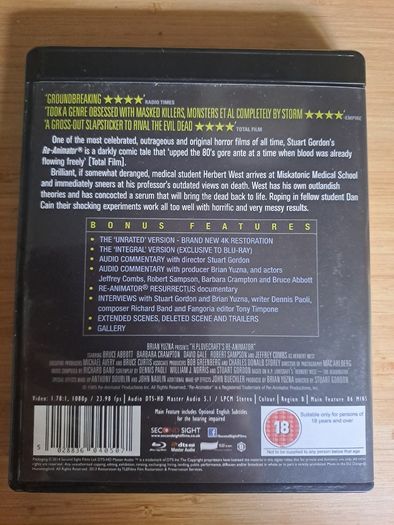 Reanimator Blu-ray Second Sight Both Cuts