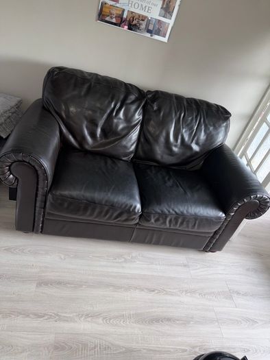 Real leather brown sofas