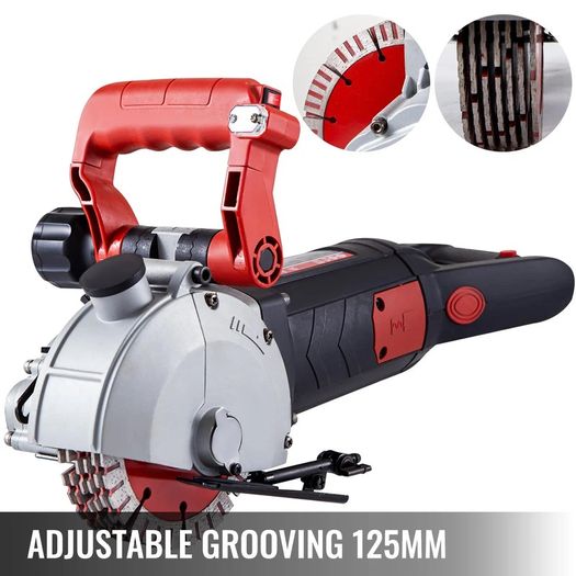 Wall Chaser, 34 mm Cutting Depth Wall Cutting Machine 2500W Wall Groove Cutting Machine 38 mm Cutting Width Wall Slotting Machine With 5 Saw Blades 115 mm Diameter 6300r/Min with Infrared Ray