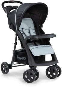 Shopper Neo II, Caviar/Silver - Lightweight Pushchair with Snack Tray, Cup Holder & Raincover, Compact & One Hand Folding, Fully Reclining from Birth up to 22 kg