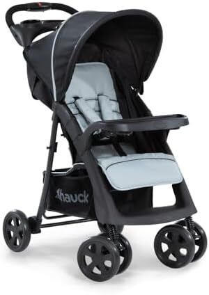 Shopper Neo II, Caviar/Silver - Lightweight Pushchair with Snack Tray, Cup Holder & Raincover, Compact & One Hand Folding, Fully Reclining from Birth up to 22 kg