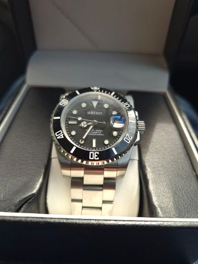 Seiko Mod Automatic Professional Diver 200m Black Dial Stainless Steel