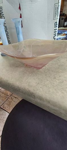 Excellent light pink Vidrios San Miguel Glass Bowl Hand made in Spain Recycled Glass