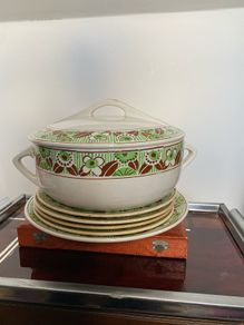 ceramic serving dish & plates