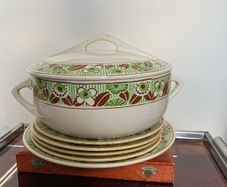 ceramic serving dish & plates