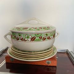 ceramic serving dish & plates