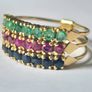14ct Gold Sapphire, Ruby And Emerald, Harem Ring. High Quality Precious Stones. Image 3