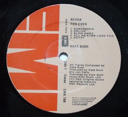 Kate Bush  Never For Ever Irish pressing