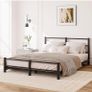 16cm Low Profile King Bed Frame with Headboard, 5ft Metal Sturdy Steel Slat Support, Noise-Free 150x200cm Platform Mattress Base, No Box Spring Needed, Black Image 9