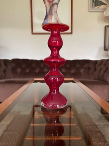 Uber Retro Mid Century Heavy Ruby Red Vase