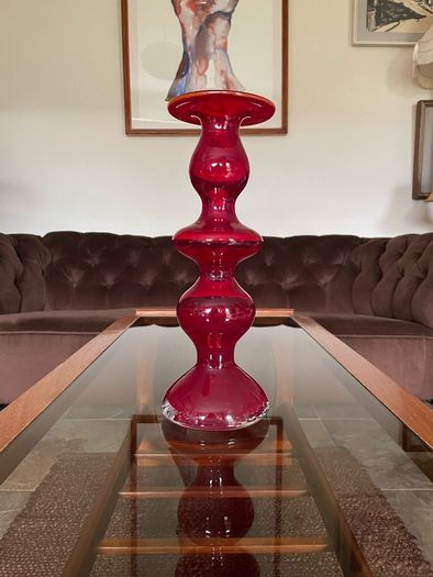Uber Retro Mid Century Heavy Ruby Red Vase
