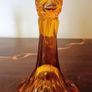 Pair of Vintage Amber Glass Candlestick Holder with Cut Glass Design. Image 2