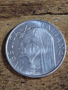 Italy, 1965, 500 Lire, "Dante Alighieri", Silver Coin - free standard postage